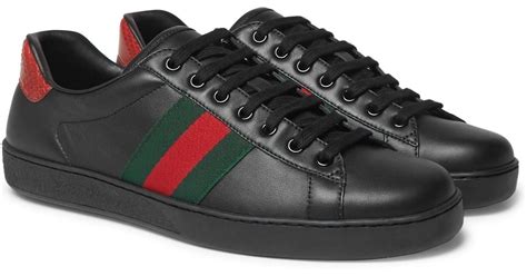 gucci sneaker black leather|gucci sneakers for men black.